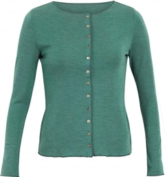 Jalfe - uldcardigan plain melange, emerald / mørk grøn